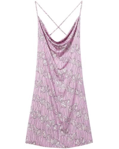 Emilio Pucci Floral Print Criss-cross Back Minidress - Purple