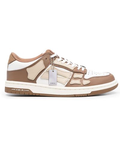 Amiri Skel Panelled Leather Low-top Sneakers - Brown