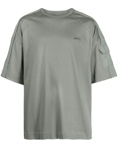 Juun.J Short-sleeved Panelled Cotton T-shirt - Grey