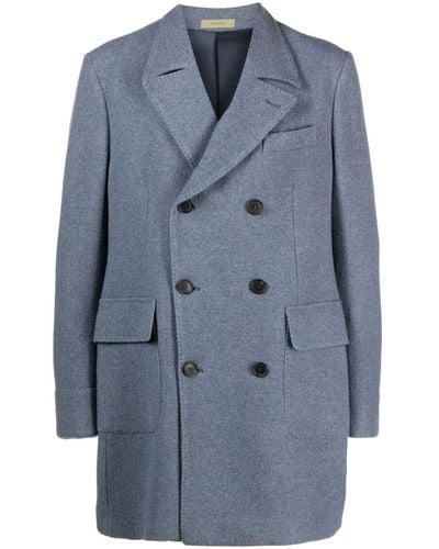 Corneliani Notched-lapels Double-breasted Coat - Blue
