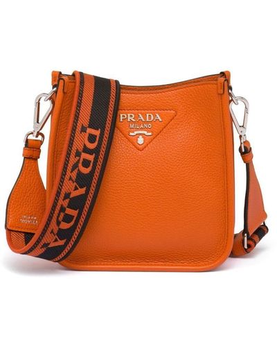 Prada Mini Logo-plaque Shoulder Bag - Orange