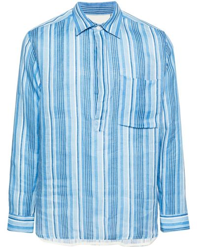 Corneliani Striped Linen Shirt - Blue