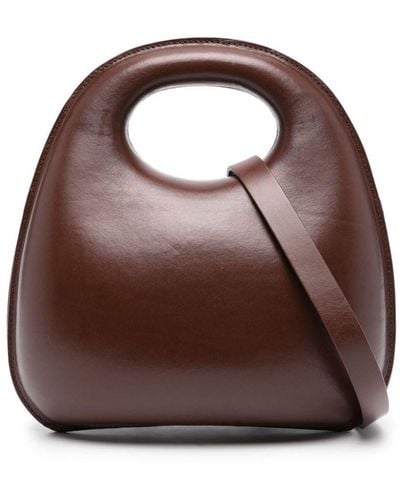 Lemaire Egg Leather Tote Bag - Brown