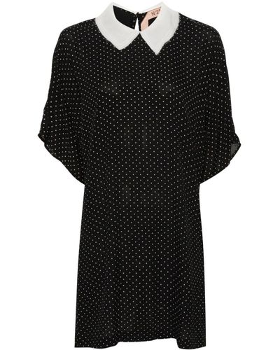 N°21 Polka Dot-print Mini Dress - Black