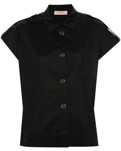 Twin Set Sleeveless Poplin Shirt - Black