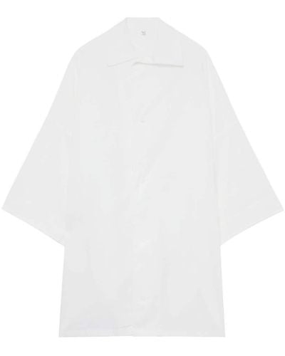 Y's Yohji Yamamoto Long-sleeve Cotton Mini Shirtdress - White