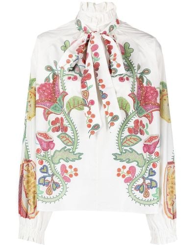 La DoubleJ Bluse mit Blumen-Print - Weiß