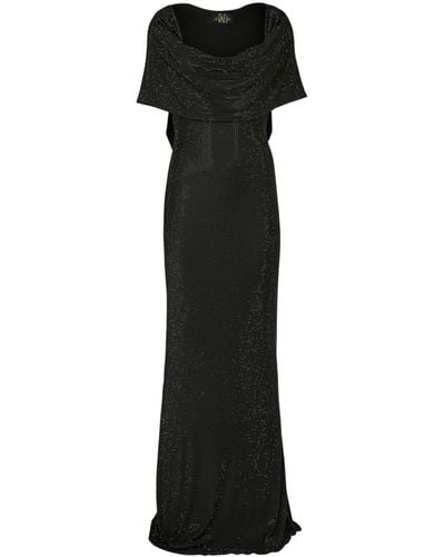 De La Vali Manhattan Crystal-embellishment Hooded Gown - Black