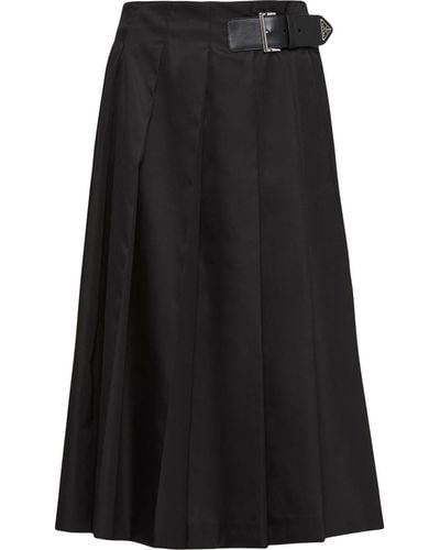 Prada Re-nylon Pleated Midi Skirt - Black