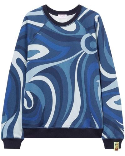 Emilio Pucci Marmo-print Cotton Sweatshirt - Blue