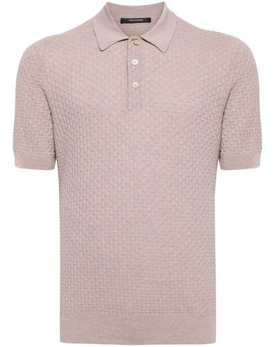 Tagliatore Textured-finish Cotton Polo Shirt - Pink
