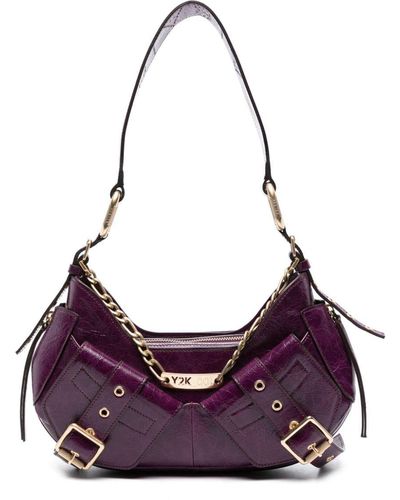 BIASIA Y2k Leather Shoulder Bag - Purple