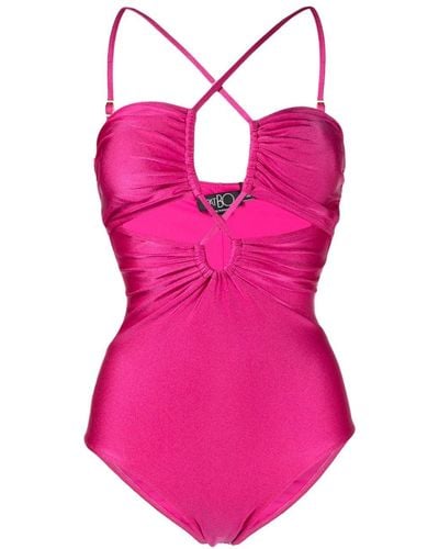 PATBO Lace-up Cut-out Swimsuit - Pink