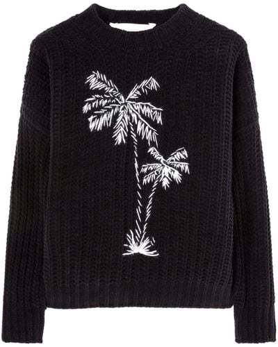 Palm Angels Pullover mit Palmenstickerei - Schwarz