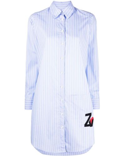 Zadig & Voltaire Robe-chemise Rais à fines rayures - Bleu