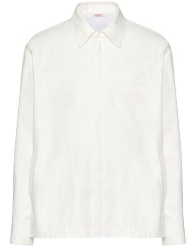 Valentino Garavani V-detail Canvas Shirt Jacket - White