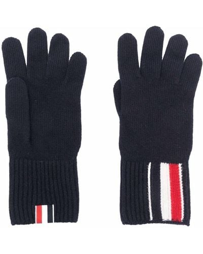 Thom Browne Rwb Stripe Merino Wool Gloves - Blue