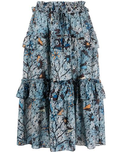 Ulla Johnson Josette High-waisted Ruffled Skirt - Blue