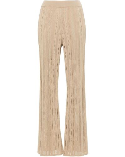 By Malene Birger Kiraz Flared Knitted Trousers - Natural