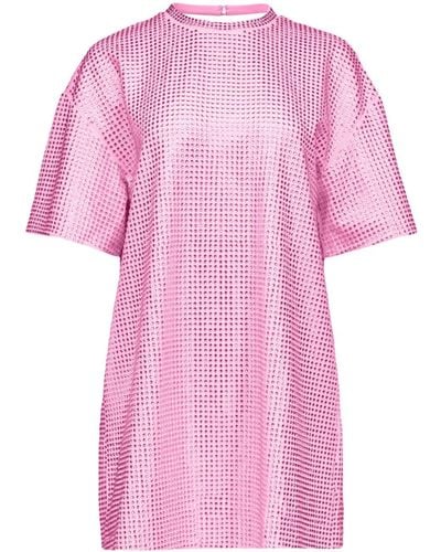 Area Crystal-embellished Backless T-shirt Dress - Pink