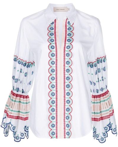 Silvia Tcherassi Embroidered-design Classic-collar Shirt - White