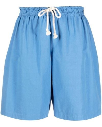 Jil Sander Shorts con cordón en la cintura - Azul