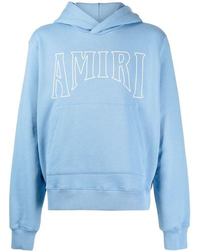 Amiri Logo-print Long Sleeves Hoodie - Blue