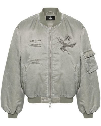 Represent Icarus Distressed Bomber Jacket - Gray