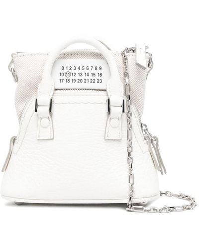 Maison Margiela Leather Bag With Logo - White