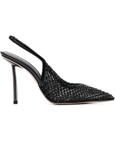 Le Silla Gilda Mesh-panel Court Shoes - Black