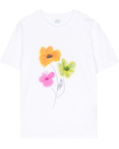 PS by Paul Smith Floral-print T-shirt - White
