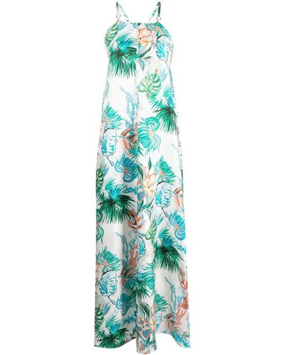 Max Mara Floral-print Sleeveless Long Dress - Blue