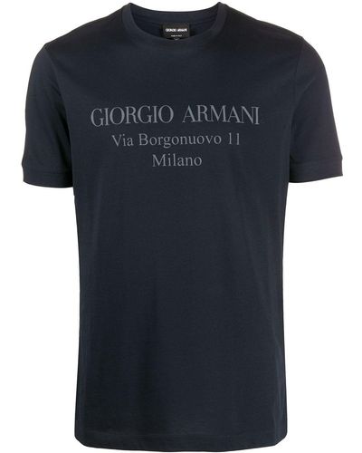 Giorgio Armani T-shirt à logo imprimé - Bleu