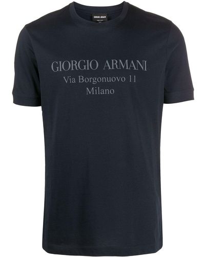 Giorgio Armani T-Shirt mit Logo-Print - Blau