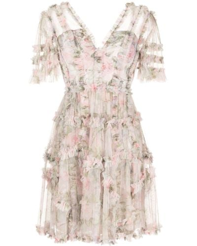 Needle & Thread Mini-jurk Met Roosprint - Naturel