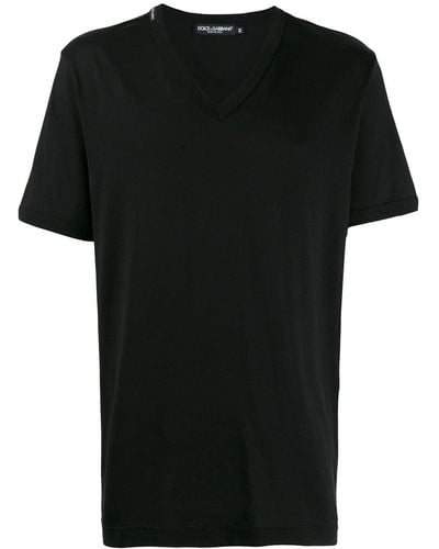 Dolce & Gabbana T-Shirt mit V-Ausschnitt - Schwarz
