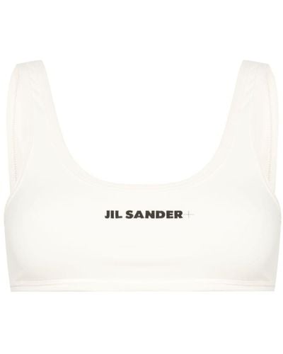 Jil Sander Logo Print Bikini Top - White