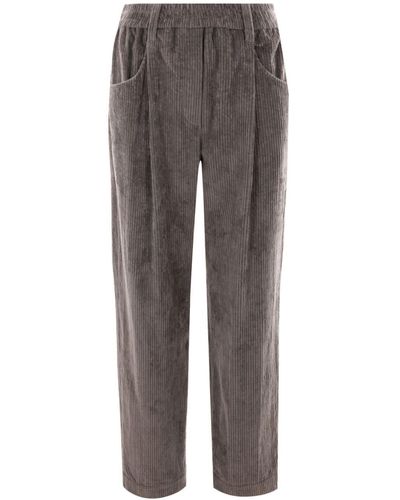 Brunello Cucinelli Corduroy Center press Pants Bottoms Slacks gray 44