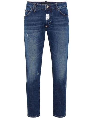 Philipp Plein Mid-rise slim-fit jeans - Blau
