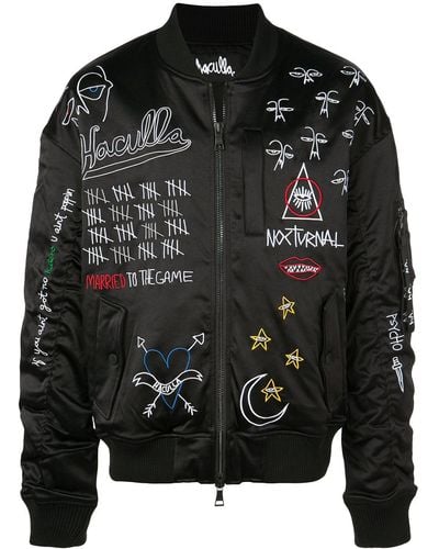 Haculla Nocturnal Embroidered Bomber Jacket - Black