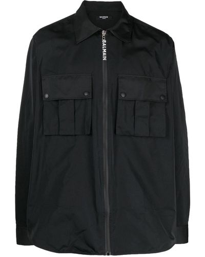 Balmain Flap-pocket Zipped Shirt - Black