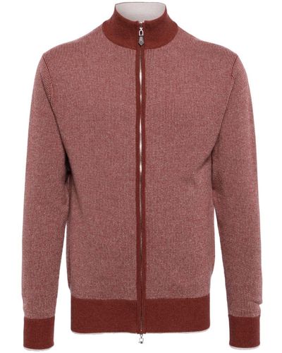 N.Peal Cashmere Cardigan con zip The Carnaby - Rosso