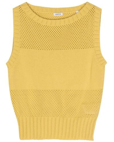Aspesi Open-knit Sleeveless Top - Yellow