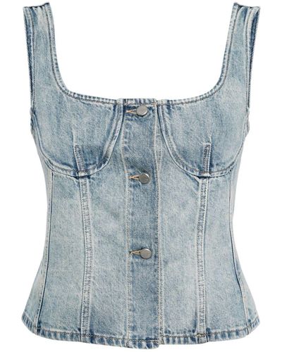 JNBY Haut en jean à design de corset - Bleu