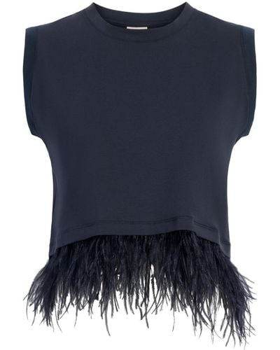 Cinq À Sept Feather-trim Tank Top - Blue