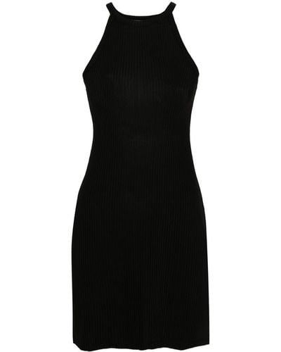 Filippa K Embroidered-logo Ribbed Mini Dress - ブラック