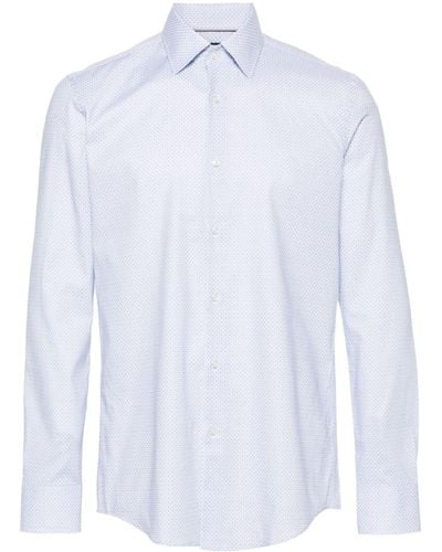 BOSS Popeline-Hemd mit geometrischem Muster - Weiß