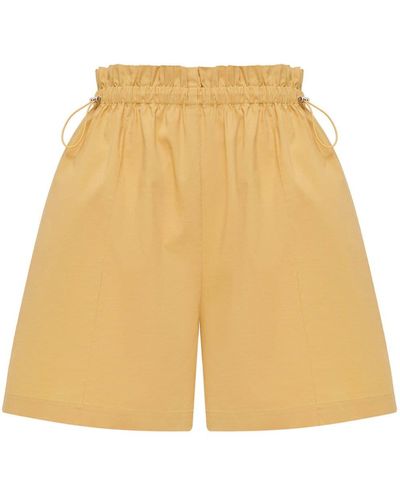 12 STOREEZ Elasticated-waistband Cotton-blend Shorts - Natural