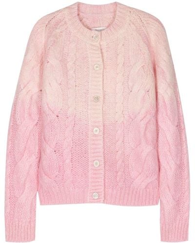 Maison Margiela Ombré-effect Chunky-knit Cardigan - Pink
