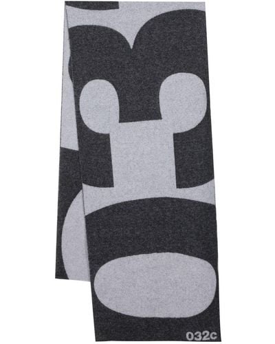 032c Logo-knit Wool-blend Scarf - Grey